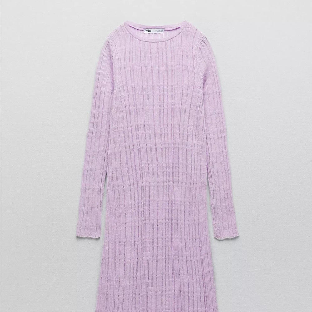 Zara Lilac Sheer Knit Tunic Dress